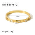 Dettaglio del bracciale in acciaio inossidabile dorato 18k con cinque zirconi rettangolari - Oro 18K / Stile Dorato (NB-B6076-G)