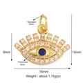 Golden Evil Eye pendant with blue bead and sparkling cubic zirconia stones 15mm - Horizontal Eye Design / Neon Yellow