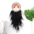 Detail of life tree crystal dreamcatcher with black feathers and pink stones decor - Pearl Black Feather