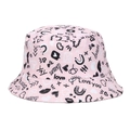 Rosa Anglerhut aus Baumwolle mit schwarz-weißen Graffiti-Prints wie Herzen und Sternen - M(56-58cm) / Rosa Schwarz Weiß Graffiti Stil (10#)