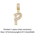 Detailed macro view of gold-plated letter P pendant with sparkling cubic zirconia stones - Letter P Pendant