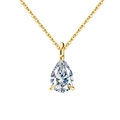 Elegant gold S925 sterling silver necklace with a sparkling pear-shaped zircon pendant - Lzn04-14k