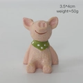 Pink resin pig ornament with green polka dot scarf 3.5x4cm for succulent decoration - Pig