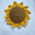 Handmade crochet sunflower pendant with yellow yarn petals and brown flower core - Brown Sunflower 10cm