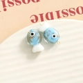 Light blue glass fish charms with gold foil inside for DIY earring and bracelet jewelry - 3D Color Matching Fish / Light Blue with Gold Foil