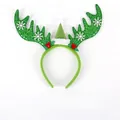 Christmas reindeer antler headband in green sequins with white snowflake patterns - TK-06GR (Green Sequined Large Antler Headband)