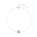 Elegante pulsera de plata esterlina S925 con dijes de flores azules y cristales blancos sobre blanco - Plata 925 / Turquesa Azul - Color Platino