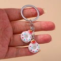 Porte-clés donut créatif avec garniture fraise et pépites colorées pour femmes - Décoration Fraise / Blanc