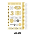 Metallic gold and silver mandala tattoo stickers with intricate lace and chain designs - Gold Silver Mandala Geometric Chain (YH-082)