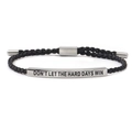 Black woven rope bracelet with silver plate engraved with Don't Let The Hard Days Win - Black Silver Style (JS-B25111503C)