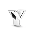 Minimalist silver alphabet Y charm bead for DIY personalized jewelry bracelets - Letter Y