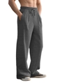 Pantalones de pana gris oscuro para hombre con rayas verticales y cintura con cordón - S / gris oscuro