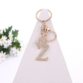 Golden crystal letter Z keychain with crown detail and sparkling rhinestones - Letter Z / Gold