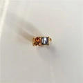 Vintage-Ring in Gold mit unregelmäßiger Textur, orangefarbenem und hellblauem Edelstein - Größe 7 / Blau