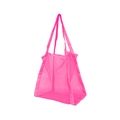 Pink mesh beach bag with long handles for organizing children outdoor sand toys - Shopping Mesh Bag Rose Red 33x35x23cm