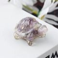 Handcrafted crystal turtle ornament with amethyst chips and gold foil flakes - 72 Dream Purple + Gold Foil