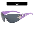 Occhiali da sole sportivi Y2K con stanghette viola decorate con stelle e lenti grigio scuro - Taglia unica / Lenti Grigie Montatura Viola