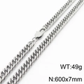 Collier chaîne gourmette en acier inoxydable argenté, dimensions 600x7mm - 7mm x 600mm