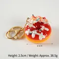Realistic red donut keychain with colorful sprinkles and white cream frosting detail - D14 Red - Gold 8-clasp
