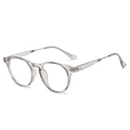 Classic polarized sunglasses with transparent grey Boston frames and metal temples - Smoke Gray