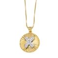 Gold plated necklace with radial round pendant featuring a diamond-set letter X detail - Letter X