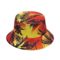 Summer bucket hat with tropical palm tree sunset print in vibrant orange and red colors - 58cm / Sunset Palm Tree Gradient (S)