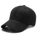 Black canvas baseball cap featuring white SPORT embroidery and stylish curved brim details - Black