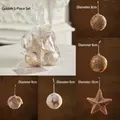 5-piece gold Christmas tree star and ornament set with glitter and reindeer patterns - Champagne Gold 5-Piece Set