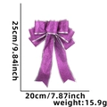 25cm purple glitter Christmas bow with silver edges and size measurement markings - Purple