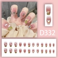 Unghie finte a ballerina sfumate rosa con farfalle 3D e motivi floreali - Stile Farfalla Laser Nuvola Tulipano (D332)