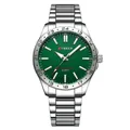 CURREN men's business quartz watch with green dial and silver stainless steel strap - Silver Case Green Dial