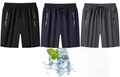 Drie sneldrogende sportshorts in zwart donkerblauw en grijs met ritszakken - M / Black + Blue + Grey / 3 Pack