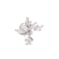 Macro shot of silver flower tragus stud with marquise cubic zirconia and dangle charm - Silver (EGD1016)