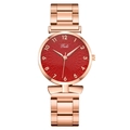 Orologio da donna in oro rosa con quadrante rosso scuro e cinturino in acciaio - Rosso