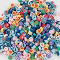 Colorful cylindrical polymer clay beads with sea patterns for DIY jewelry making - Ocean