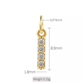 Golden pendant with four vertically set zircons, 8.9mm length for DIY jewelry making - Letter I