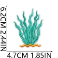 Green seaweed embroidery patch for clothes, 6.2x4.7cm marine life embroidered patch - No.13 Cyan Seaweed