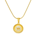18K gold plated snake chain necklace featuring a white shell pendant with the letter W - Letter W(S-P005-W)