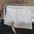 Car side window sunshade for babies with red strawberry pattern on white cotton fabric - Small Red Strawberry