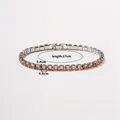 Clásica pulsera tennis con circonitas cuadradas champán y acabado plateado, de 17 cm - 4.0 Oro Blanco Circonia Champaña - 17cm