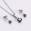 Set gioielli in argento con elegante ciondolo in zircone nero e orecchini coordinati - Set Rotondo in Zircone Nero