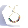 Rainbow tennis bracelet with colorful rectangular zircons and adjustable gold chain - Slider Clasp Gold-Rainbow