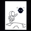Set pietra di agata naturale nera tonda 20mm con carta planetaria astronauta creativa - Ossidiana