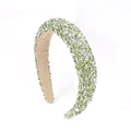 Luxury wide headband with sparkling light green rhinestones and a padded design - Grass Green