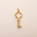 Detailed macro view of an 18K gold-plated stainless steel heart-shaped key pendant - Key
