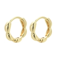 Polished gold scallop shaped hoop earrings in a minimalist wavy circular design - Twist Style 3-Gold