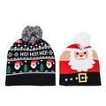 Detail der Strickstruktur von Weihnachts-Beanies mit Weihnachtsmann- und Schneeflocken - Erwachsene / Weihnachtsmann