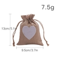 Linen heart drawstring pouch for wedding favors, 13x9.5cm natural jute gift bag - Deep Linen Heart Drawstring Bag