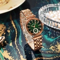 Gedi rose gold watch with deep green dial and diamond-set small second hand sub-dial - Green