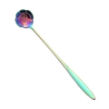 Rainbow-colored long handle stainless steel spoon with rose flower shaped head design - Rose Spoon / Iridescent